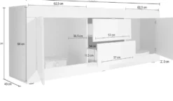 Madia 210x66 da soggiorno con due ante e due cassetti bianco e cemento ML6