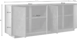 Madia 180x79 moderna con quattro ante battenti finitura effetto marmo bianco ML22