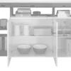 Madia 146x93 moderna con tre ante e ripiano per soggiorno bianco e cemento ML18