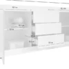 Madia 210x86 moderna con tre cassetti e due ante bianco lucido ML5