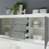 Madia 210x86 moderna con tre cassetti e due ante bianco e cemento ML5