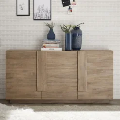 Madia 181x90 moderna da living con tre ante battenti e maniglia rettangolare rovere ML27