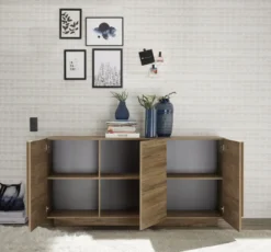 Madia 181x90 moderna da living con tre ante battenti e maniglia rettangolare rovere ML27