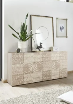 Madia 181x84 moderna per living con tre ante battenti rovere serigrafato ML36