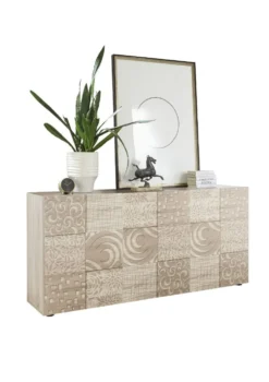 Madia 181x84 moderna per living con tre ante battenti rovere serigrafato ML36