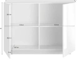 Madia 121x90 piccola design moderno a due ante battenti per zona giorno bianco lucido ML28