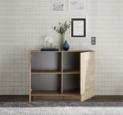 Madia 121x90 piccola design moderno a due ante battenti per zona giorno rovere ML28