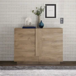 Madia 121x90 piccola design moderno a due ante battenti per zona giorno rovere ML28