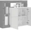 Madia 108x93 piccola moderna con due ante battenti e ripiano bianco e pero ML20