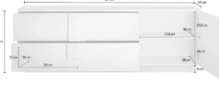 Madia 181x63 versatile moderna per soggiorno con ampi cassetti e anta singola bianco lucido ML29