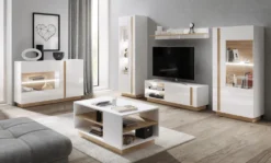 Mensola 138x20cm bianco e rovere MLK1