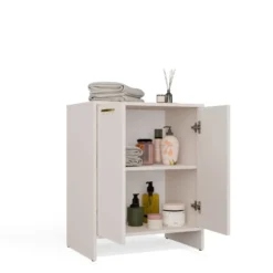 Mobile bagno moderno 60x74 cm a 2 ante con ripiano interno cashmere MBT6