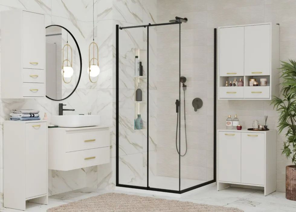 Mobile bagno moderno 60x74 cm a 2 ante con ripiano interno cashmere MBT6