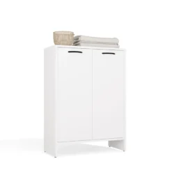 Mobile bagno salvaspazio 66x90 cm a 2 ante con portabiancheria bianco opaco MBT5