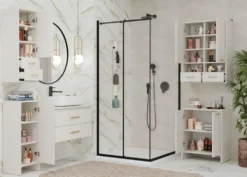 Mobile bagno salvaspazio 35x90 cm con anta e ripiani cashmere MBT3