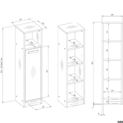 Mobile bagno salvaspazio 25,5x102 cm con 2 ante bianco opaco MBT7