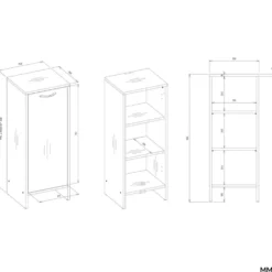 Mobile bagno salvaspazio 35x90 cm con anta e ripiani bianco opaco MBT3