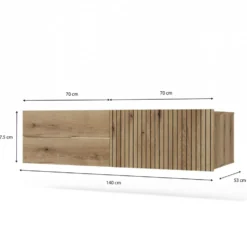 Mobile bagno sospeso 140 cm con anta a ribalta rovere antico MLBT3