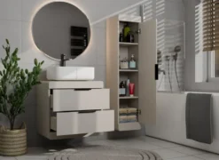 Mobile bagno sospeso 60 cm con cassetti soft-close cashmere MLBT7