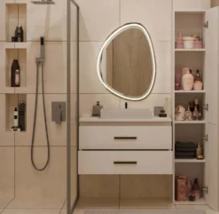 Mobile bagno sospeso 80 cm con 2 cassetti beige MLBT2