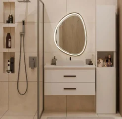 Mobile bagno sospeso 80 cm con 2 cassetti beige MLBT2