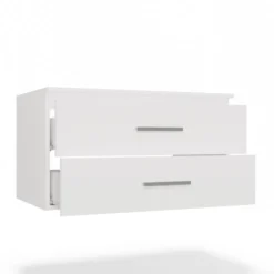 Mobile bagno sospeso 80 cm con 2 cassetti bianco opaco MLBT2