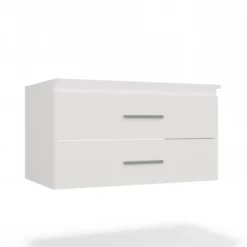Mobile bagno sospeso 80 cm con 2 cassetti bianco opaco MLBT2
