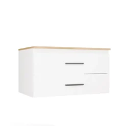 Mobile bagno sospeso 80 cm con 2 cassetti bianco e rovere MLBT2