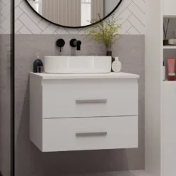 Mobile bagno sospeso 60 cm con 2 cassetti bianco opaco MLBT1