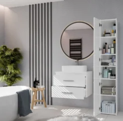 Mobile bagno sospeso 60 cm con 2 cassetti bianco opaco MLBT1