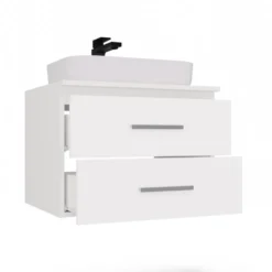Mobile bagno sospeso 60 cm con 2 cassetti bianco opaco MLBT1