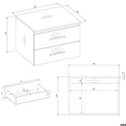 Mobile bagno sospeso 60 cm con 2 cassetti cashmere MLBT1