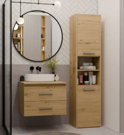 Mobile bagno sospeso 60 cm con 2 cassetti rovere MLBT1