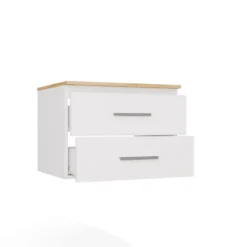 Mobile bagno sospeso 60 cm con 2 cassetti bianco e rovere MLBT1