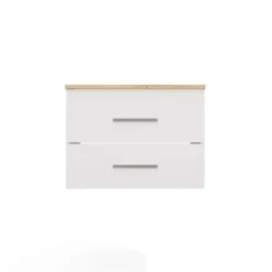 Mobile bagno sospeso 60 cm con 2 cassetti bianco e rovere MLBT1