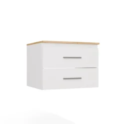 Mobile bagno sospeso 60 cm con 2 cassetti bianco e rovere MLBT1