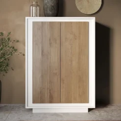 Mobile contenitore a 2 ante 106x171 cm bianco opaco e rovere scuro MCL17