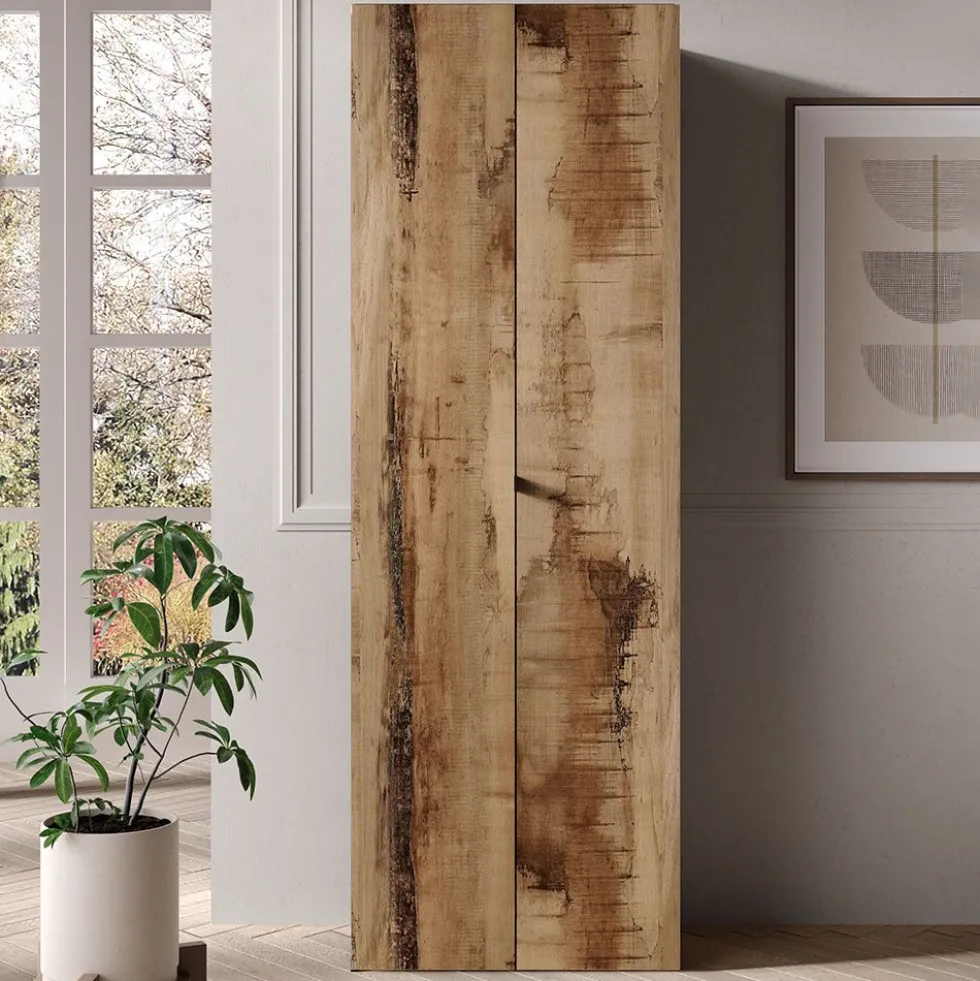 Mobile contenitore alto con 2 ante 63x184 cm nero e pero MCL14