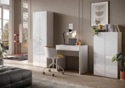 Mobile contenitore alto con 2 ante 63x184 cm bianco lucido MCL14