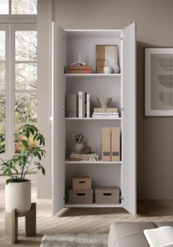 Mobile contenitore alto con 2 ante 63x184 cm bianco lucido MCL14