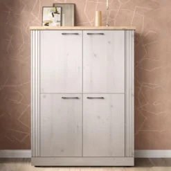 Mobile contenitore con 4 ante 118x160 cm bianco effetto legno e rovere MCL19