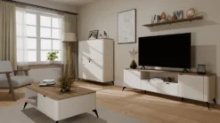 Mobile contenitore multiuso 125x135 cm cashmere e rovere MMT2
