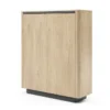 Mobile contenitore per soggiorno 113x133 cm con ante push to open in rovere e nero MCLK10