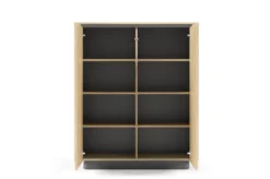 Mobile contenitore per soggiorno 113x133 cm con ante push to open in rovere e nero MCLK10