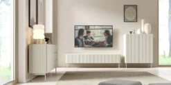 Mobile contenitore per soggiorno con 2 ante push to open in beige cashmere MCLK8