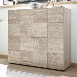 Mobile contenitore 121x111cm a due ante battenti design geometrico rovere serigrafato MCL11