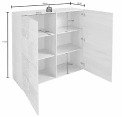 Mobile contenitore 121x111cm a due ante battenti design geometrico bianco serigrafato MCL11