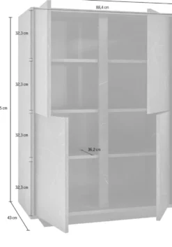Mobile contenitore 92x145cm alto con quattro ante marmorizzate marmo bianco MCL8
