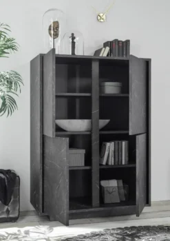 Mobile contenitore 92x145cm alto con quattro ante marmorizzate marmo nero MCL8
