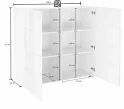 Mobile contenitore 121x111cm da salotto con due ante design geometrico grigio lucido MCL3